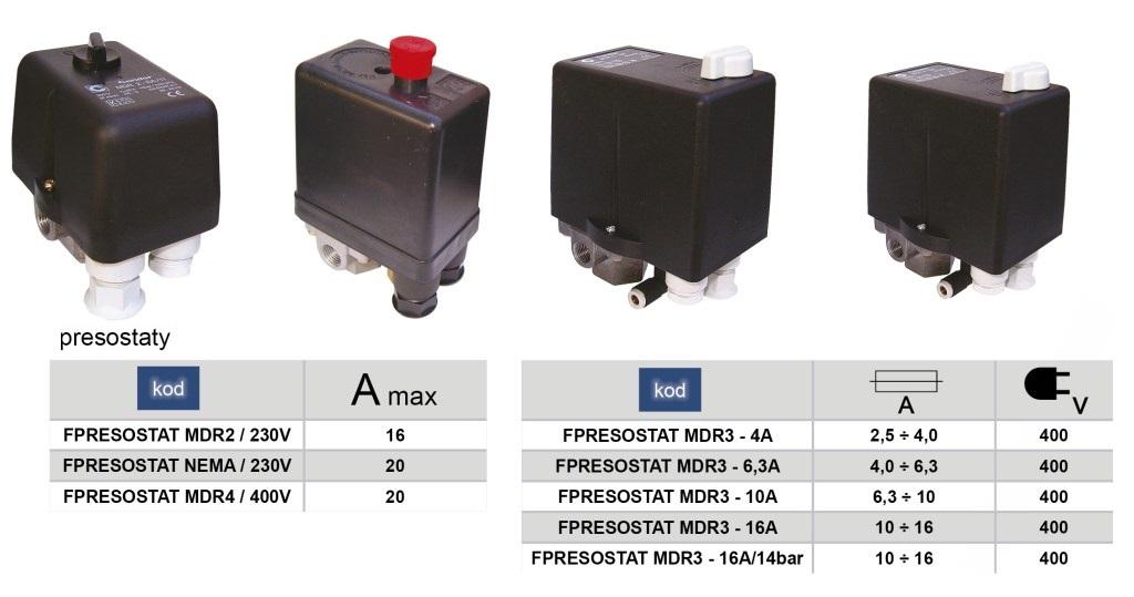 Tlakový spínač pre kompresor CONDOR MDR 3/16 12-15 Bar SKR3/16,0A