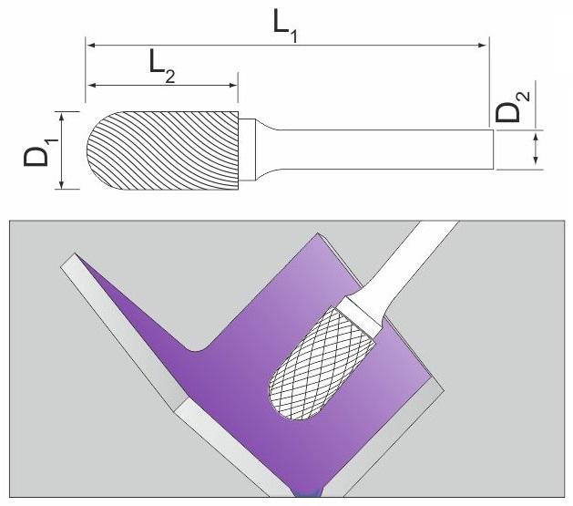 Valcová fréza 12x25 mm s guľovým čelom