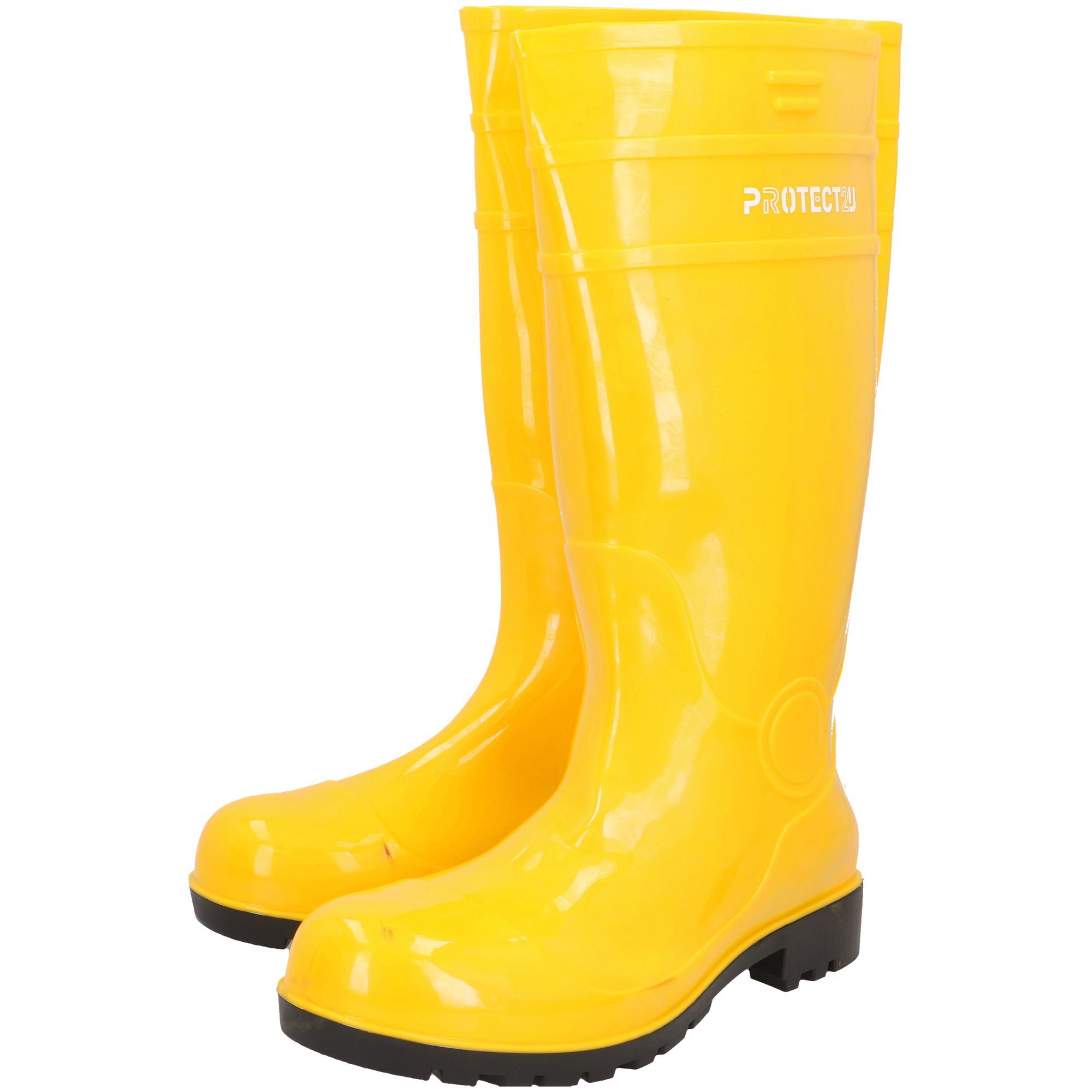 Pánske gumené čižmy 45 z PVC, ľahké, s oceľovou špičkou žlté PROTECT2U