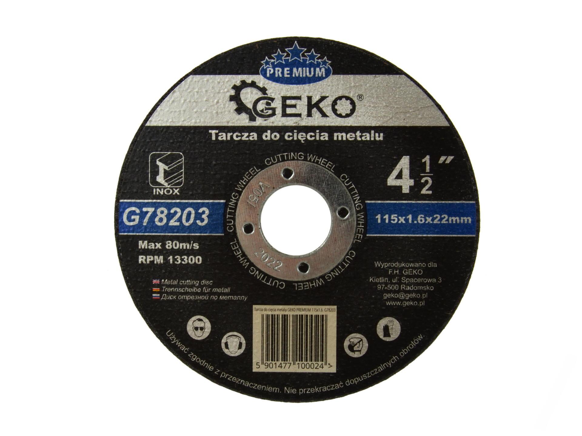 Rezný kotúč na kov GEKO PREMIUM 115x1.6mm
