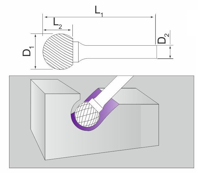 Guľová fréza na kov 8x6,4 mm