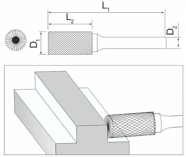 Valcová fréza 8x20 mm s čelným ozubením