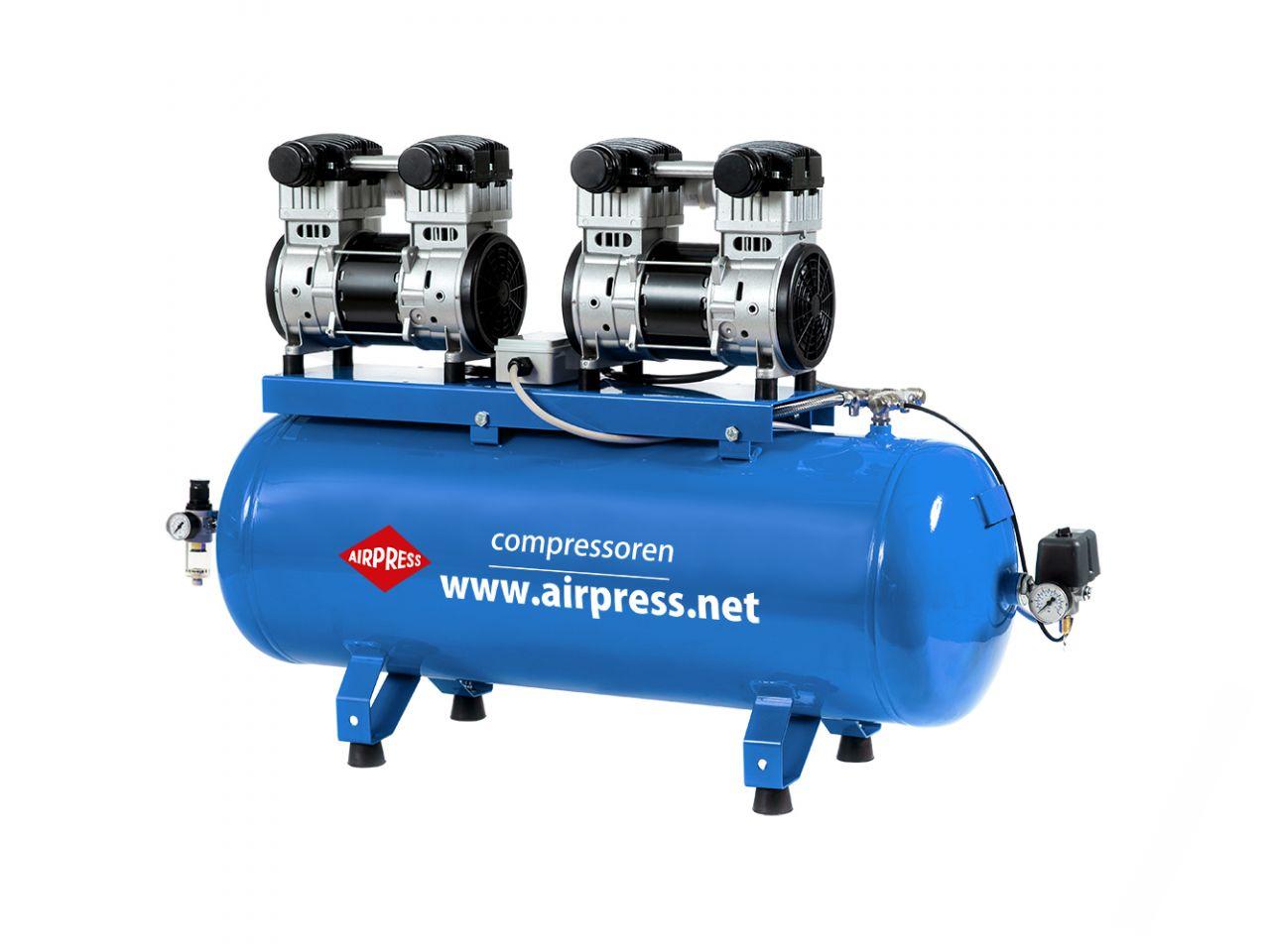 Bezolejový kompresor LMO 196X2-100 Tichý 8 barov 3,2 HP 240l /min 100 l AIRPRESS