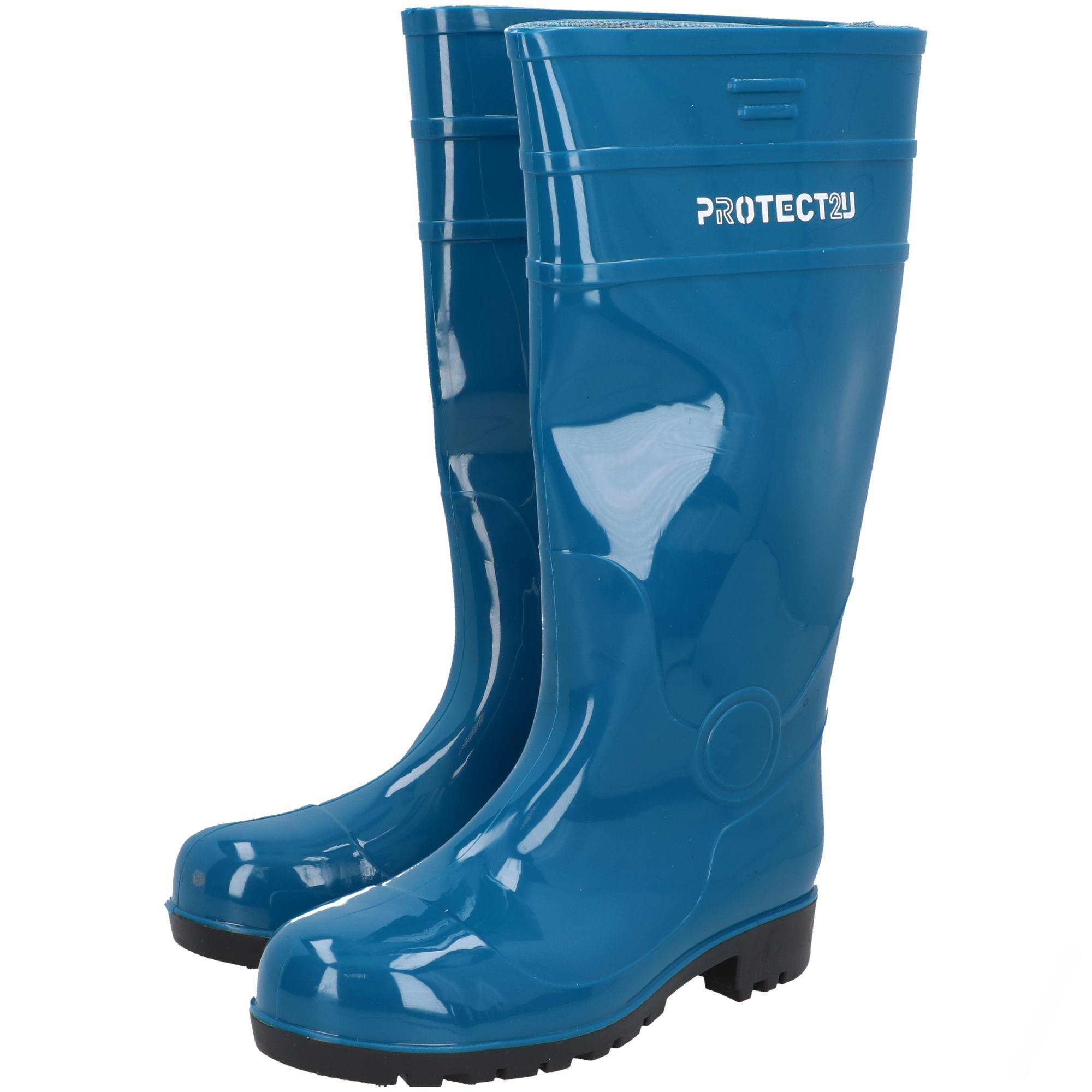 Pánske gumené čižmy 38 z PVC, s oceľovou špičkou modré PROTECT2U