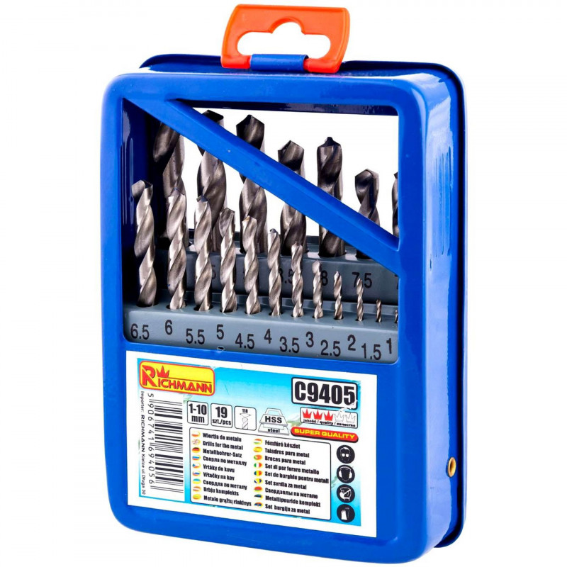 Sada vrtákov do kovu 1-10 mm 19 ks HSS Richmann